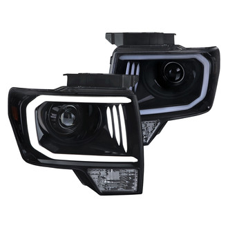 Spec-D® - Driver and Passenger Side Gloss Black/Smoke LED DRL Bar Projector Headlights