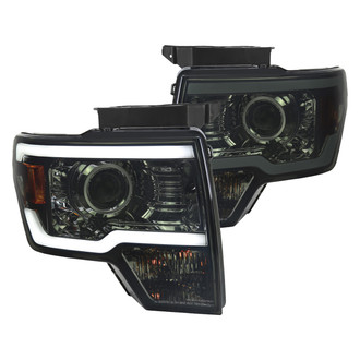 Spec-D® - Driver and Passenger Side Chrome/Smoke LED DRL Bar Projector Headlights