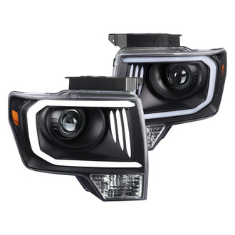 Spec-D® - Driver and Passenger Side Matte Black LED DRL Bar Projector Headlights