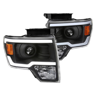 Spec-D® - Driver and Passenger Side Matte Black LED DRL Bar Projector Headlights