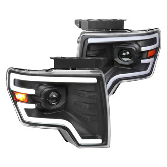 Spec-D® - Driver and Passenger Side Matte Black Sequential LED DRL Bar Projector Headlights