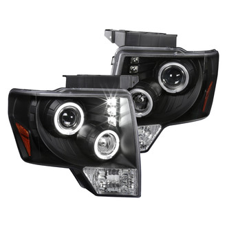 Spec-D® - Driver and Passenger Side Black Dual Halo Projector Headlights with Parking LEDs