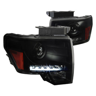 Spec-D® - Driver and Passenger Side Black/Smoke Halo Projector Headlights with LED DRL