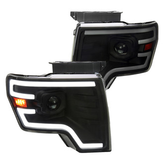 Spec-D® - Driver and Passenger Side Matte Black/Smoke Sequential LED DRL Bar Projector Headlights