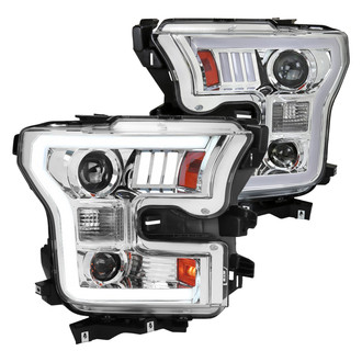 Spec-D® - Driver and Passenger Side Chrome LED DRL Bar Projector Headlights