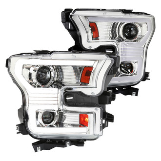 Spec-D® - Driver and Passenger Side Chrome LED DRL Bar Projector Headlights with Sequential Turn Signal