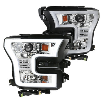 Spec-D® - Driver and Passenger Side Chrome LED DRL Bar Projector Headlights