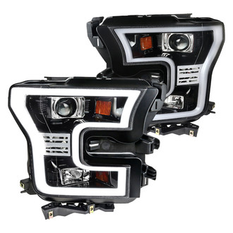 Spec-D® - Driver and Passenger Side Gloss Black LED DRL Bar Projector Headlights
