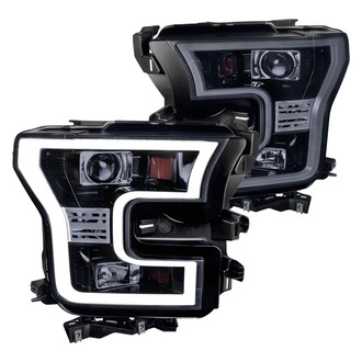 Spec-D® - Driver and Passenger Side Black/Smoke LED DRL Bar Projector Headlights