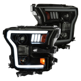 Spec-D® - Driver and Passenger Side Gloss Black/Smoke LED DRL Bar Projector Headlights