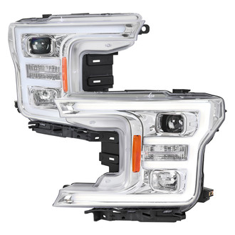 Spec-D® - Driver and Passenger Side Chrome LED DRL Bar Projector Headlights