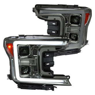 Spec-D® - Driver and Passenger Side Chrome/Smoke LED DRL Bar Projector Headlights with Sequential Turn Signal