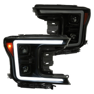 Spec-D® - Driver and Passenger Side Matte Black/Smoke LED DRL Bar Projector Headlights with Sequential Turn Signal