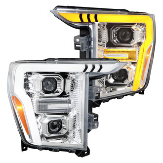 Spec-D® - Driver and Passenger Side Chrome Sequential LED DRL Bar Projector Headlights