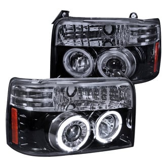 Spec-D® - Driver and Passenger Side Gloss Black/Smoke LED Dual Halo Projector Headlights