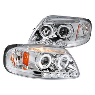 Spec-D® - Driver and Passenger Side Chrome Dual Halo Projector Headlights with LED DRL