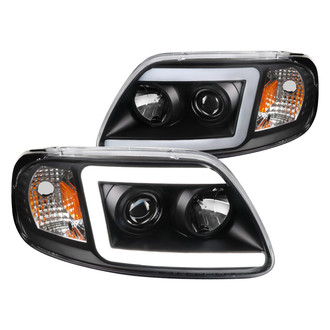 Spec-D® - Driver and Passenger Side Matte Black LED DRL Bar Projector Headlights