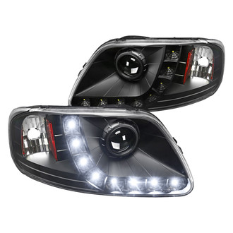 Spec-D® - Driver and Passenger Side Black Projector Headlights with LED DRL