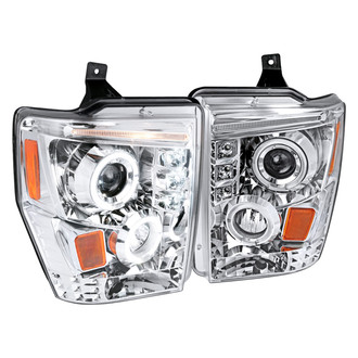 Spec-D® - Driver and Passenger Side Chrome Dual Halo Projector Headlights with Parking LEDs