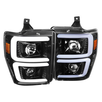 Spec-D® - Driver and Passenger Side Black Sequential LED DRL Bar Projector Headlights