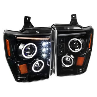 Spec-D® - Driver and Passenger Side Black Dual Halo Projector Headlights with Parking LEDs