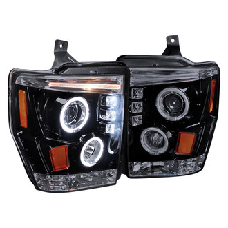 Spec-D® - Driver and Passenger Side Gloss Black/Smoke Dual Halo Projector Headlights with Parking LEDs