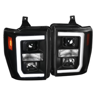 Spec-D® - Driver and Passenger Side Black LED DRL Bar Projector Headlights