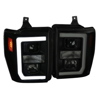 Spec-D® - Driver and Passenger Side Black/Smoke LED DRL Bar Projector Headlights