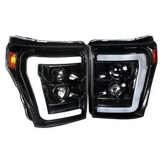Spec-D® - Driver and Passenger Side Gloss Black LED DRL Bar Projector Headlights