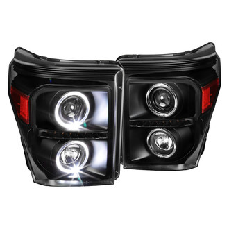 Spec-D® - Driver and Passenger Side Black Dual Halo Projector Headlights with LED Turn Signal