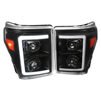 Spec-D® - Driver and Passenger Side Black Sequential LED DRL Bar Projector Headlights