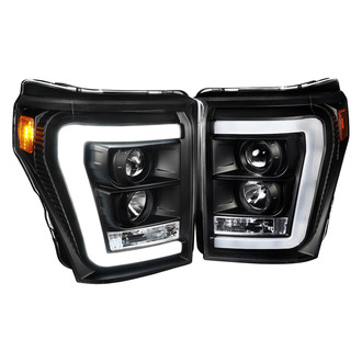 Spec-D® - Driver and Passenger Side Black LED DRL Bar Projector Headlights