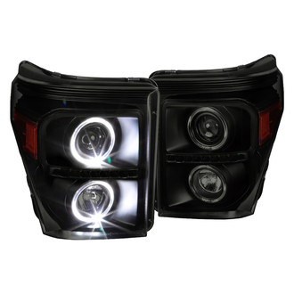 Spec-D® - Driver and Passenger Side Black/Smoke Dual Halo Projector Headlights with LED Turn Signal