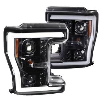 Spec-D® - Driver and Passenger Side Gloss Black Switchback LED DRL Bar Projector Headlights