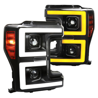 Spec-D® - Driver and Passenger Side Matte Black Sequential LED DRL Bar Projector Headlights