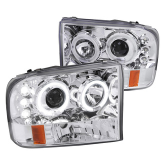 Spec-D® - Driver and Passenger Side Chrome Dual Halo Projector Headlights with Parking LEDs