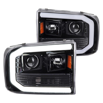 Spec-D® - Driver and Passenger Side Gloss Black LED Light Tube Projector Headlights