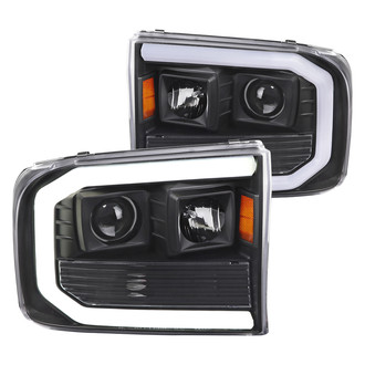 Spec-D® - Driver and Passenger Side Matte Black/Smoke LED Light Tube Projector Headlights