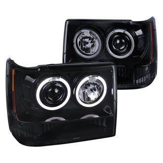 Spec-D® - Driver and Passenger Side Gloss Black/Smoke LED Dual Halo Projector Headlights