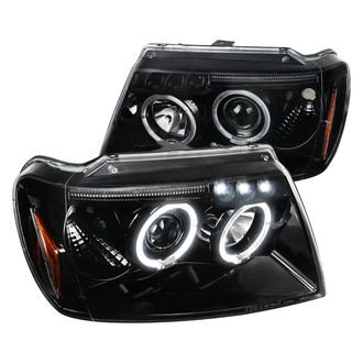 Spec-D® - Driver and Passenger Side Gloss Black Halo Projector Headlights with Parking LEDs