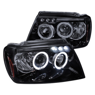 Spec-D® - Driver and Passenger Side Gloss Black/Smoke Dual Halo Projector Headlights with Parking LEDs
