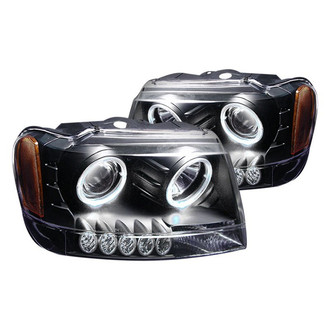 Spec-D® - Driver and Passenger Side Black Dual Halo Projector Headlights with Parking LEDs
