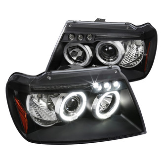Spec-D® - Driver and Passenger Side Black Dual Halo Projector Headlights with Parking LEDs