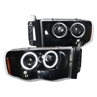 Spec-D® - Driver and Passenger Side Black Dual Halo Projector Headlights with Parking LEDs