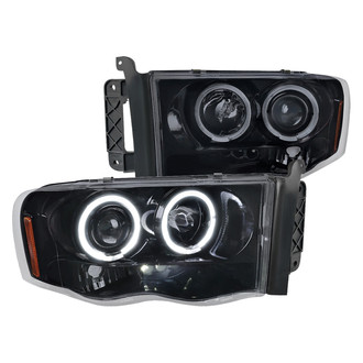 Spec-D® - Driver and Passenger Side Gloss Black/Smoke Dual Halo Projector Headlights with Parking LEDs