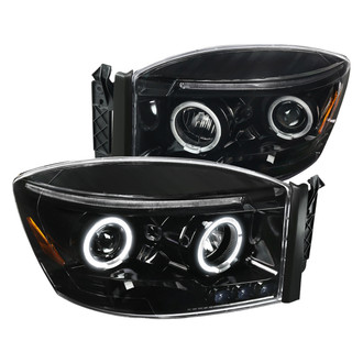 Spec-D® - Driver and Passenger Side Black Dual Halo Projector Headlights with Parking LEDs