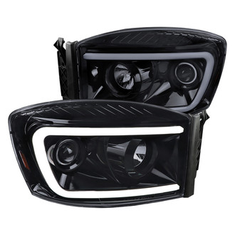 Spec-D® - Driver and Passenger Side Gloss Black/Smoke Switchback LED DRL Bar Projector Headlights