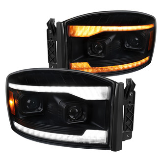 Spec-D® - Switchback LED Strips, Sequential Turn Signals Driver and Passenger Side Black/Smoke Projector Headlights