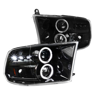 Spec-D® - Driver and Passenger Side Black Dual Halo Projector Headlights with Parking LEDs