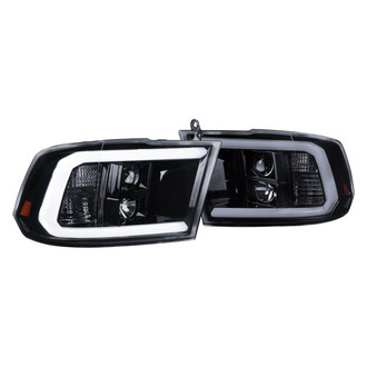 Spec-D® - Driver and Passenger Side Gloss Black/Smoke LED DRL Bar Projector Headlights